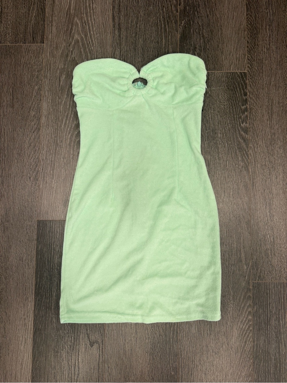 Fashion Nova Strapless Mint Green Bodycon Dress with Ring Detail